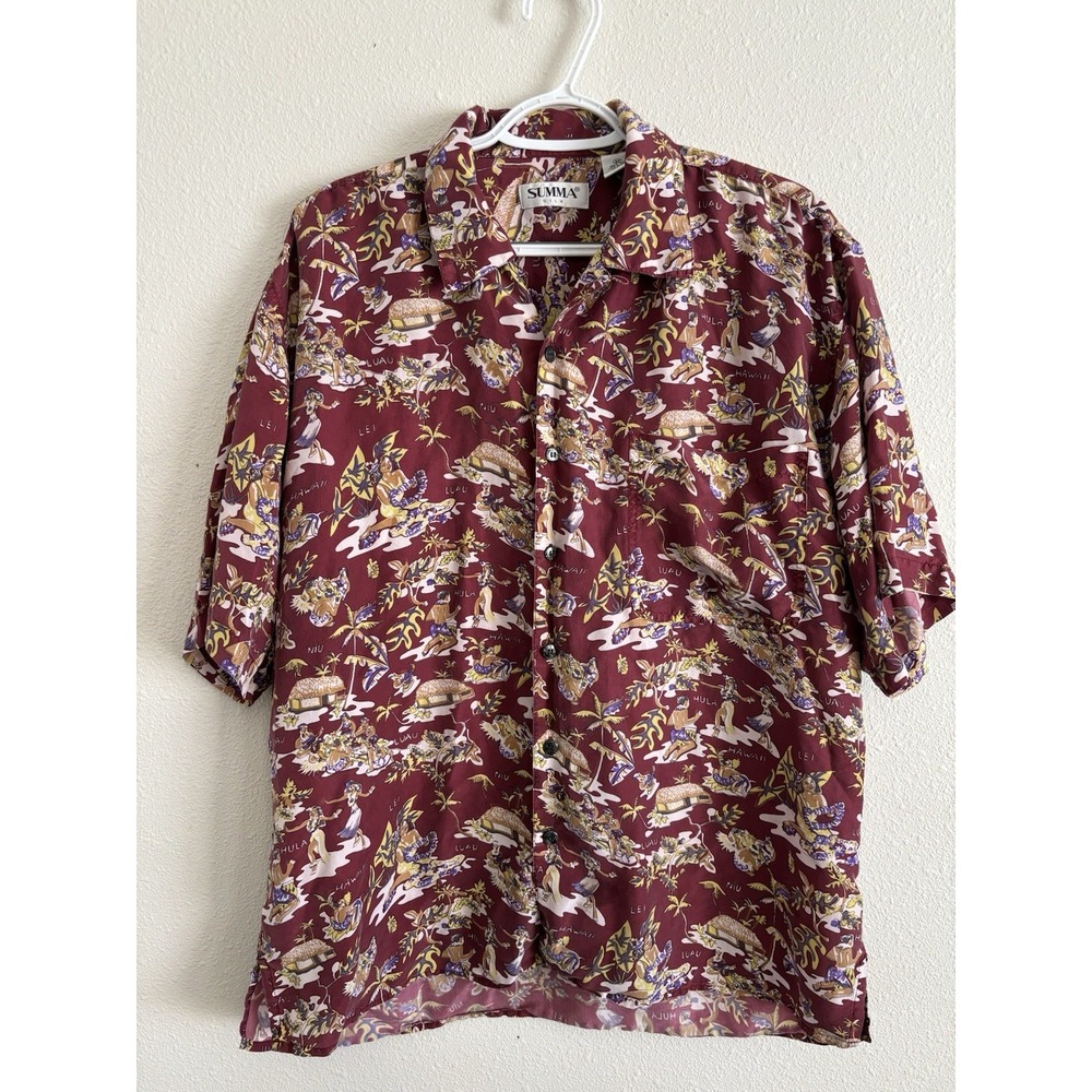 Summa Silk Hawaiian Shirt 100% Silk RN: 84310 Mens Medium